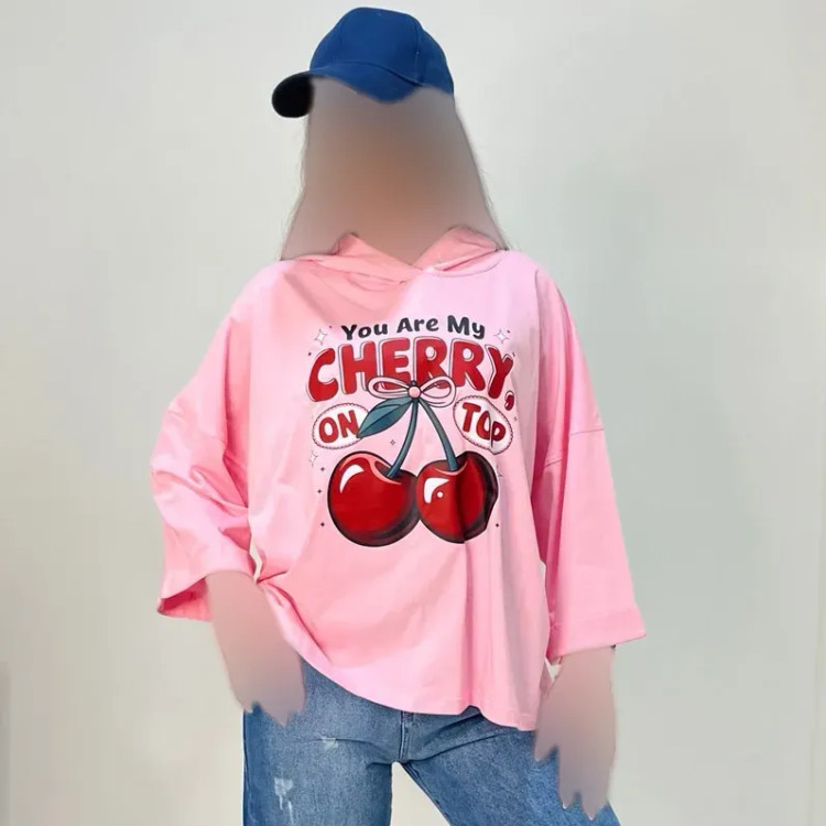 تیشرت باکسی کلاهدار زنانه نخ پنبه قواره لش کد 1437
