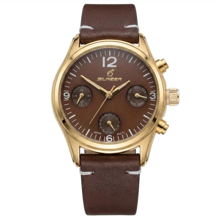 ساعت مچی زنانه بلیزر مدل 3185 طلایی با صفحه قهوه ای و موتور ژاپن چهار موتوره فعال