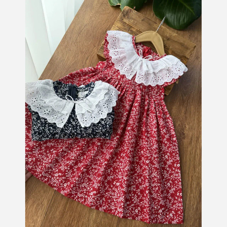 پیراهن دخترانه کتان نخ تابستانه مناسب 3 تا 9 سال