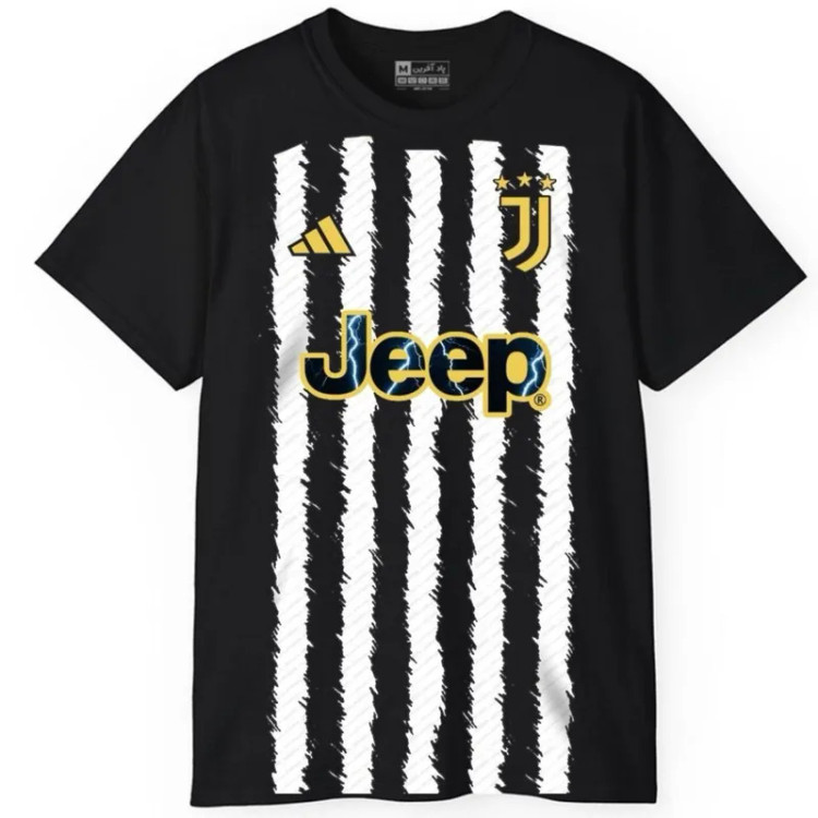 تیشرت آستین کوتاه مردانه پاد آفرین مدل فوتبالی یوونتوس کد491 طرح چاپ مقاوم نخ پلی استر