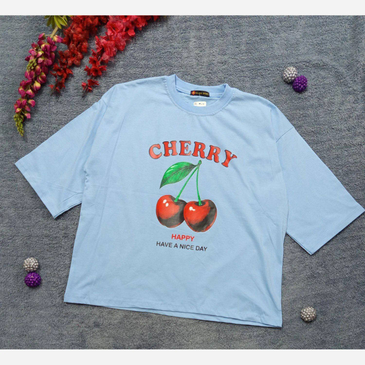 تیشرت باکسی ترند سوپر نخ پنبه گیلاس 🍒