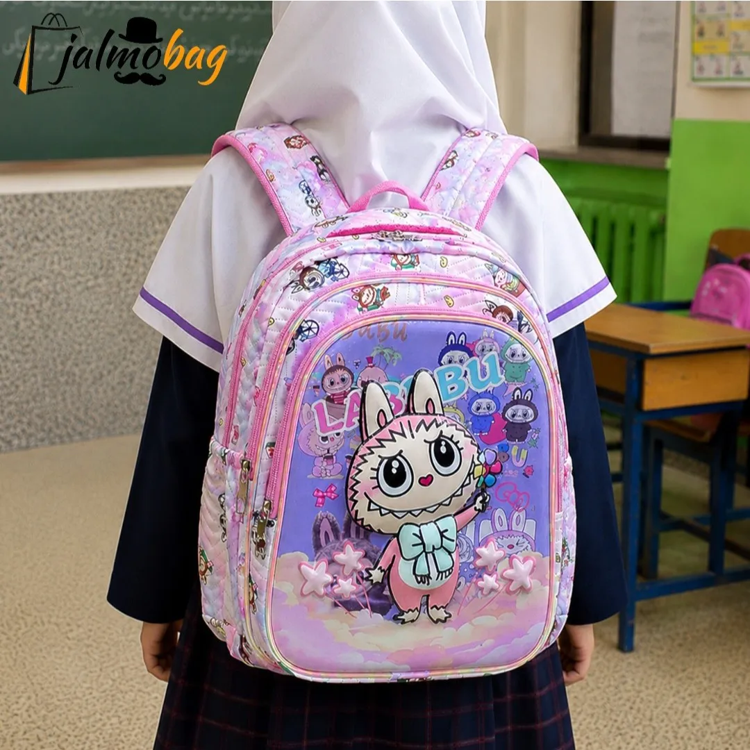 کوله پشتی دخترانه مقطع ابتدایی عکسدار نشکن ضدتعریق جادار 40x27x16 سانتیمتر