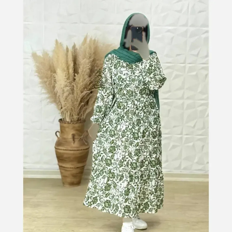 پیراهن ساحلی زنانه جنس کرپ فلور بوگاتی فری سایز تا 48 قد 136