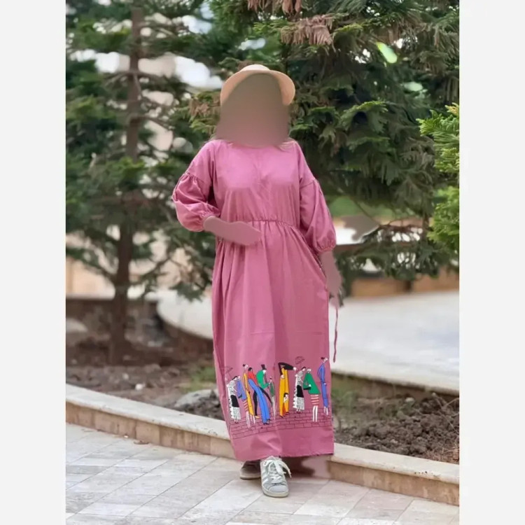 پیراهن لینن زنانه طرح سرخپوستی فری سایز قد 135