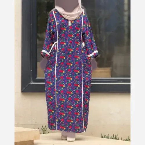 پیراهن نخی ترکمنستان فری سایز نواردوزی شده خنک