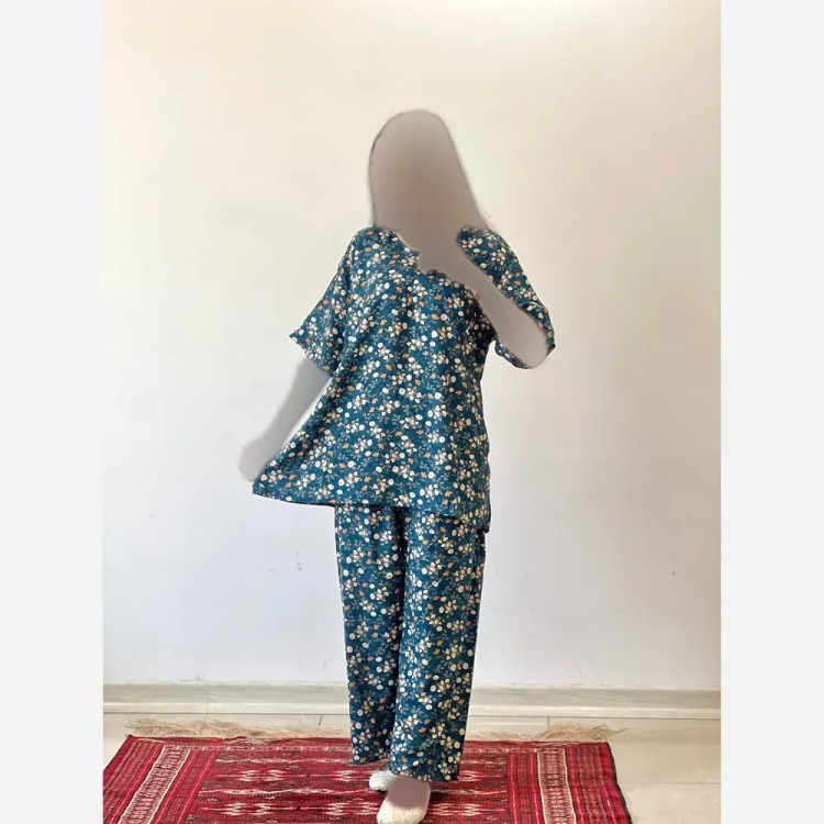 ست شومیز شلوار گلدار جنس نخ خارجی