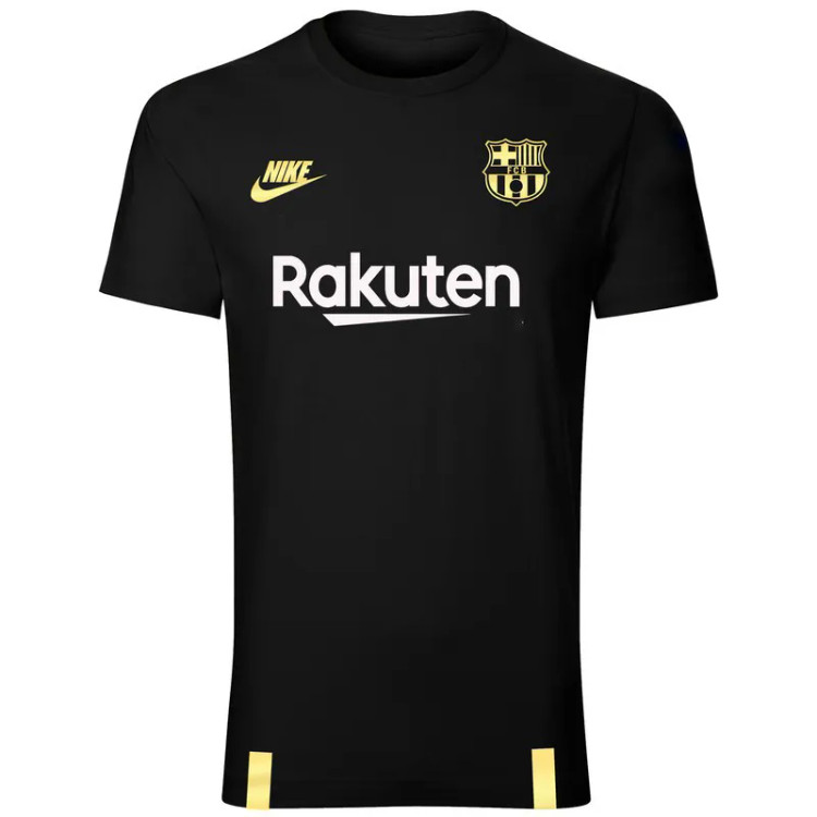 تیشرت آستین کوتاه یقه گرد مشکی نخی بارسلونا