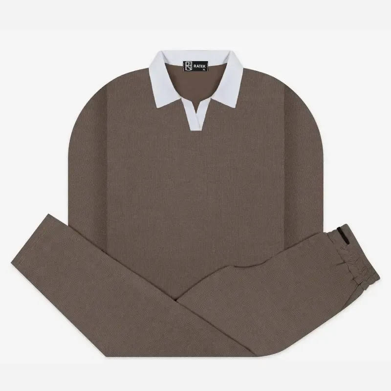 ست بلوز نیم یقه و شلوار کبریتی ریز بافت درجه یک
