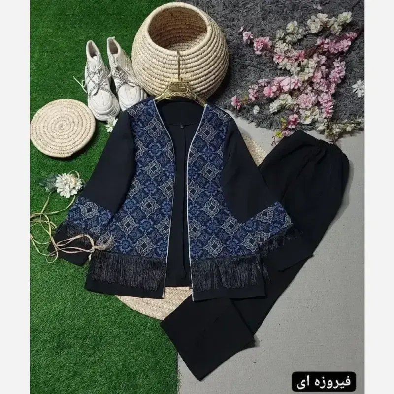 ست سنتی پاییزه نانسی سوپرمازراتی اعلا مغزی دوزی شده رنگ کله غازی فیروزه ای فری سایز